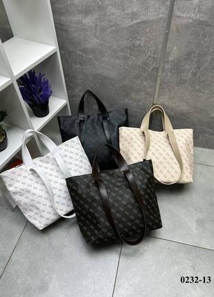 Женская стильная и качественная сумка шоппер из искусственной кожи бежевая4 фото