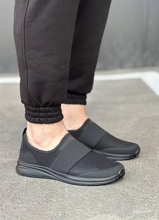 Чоловічі чорні кросівки сітка/текстиль👟