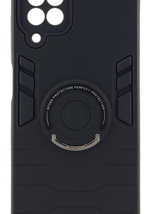 Чехол spgen ring для samsung galaxy a22 / a225 противоударный бампер с подставкой кольцом черный
