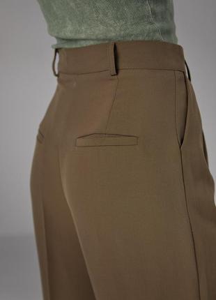 Классические брюки со стрелками прямого кроя - хаки цвет, m (есть размеры)4 фото