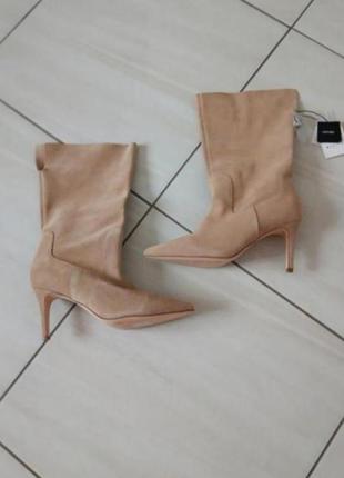 Чоботи натуральні замш беж