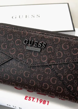 Гаманець guess коричневий жіночий клатч на подарунок в фірмовій коробці