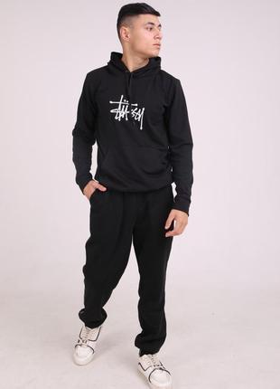 Худи stussy чёрное с вышитым логотипом4 фото