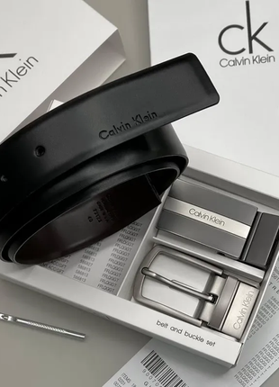 Ремень calvin klein с 2 пряжками мужской на подарок