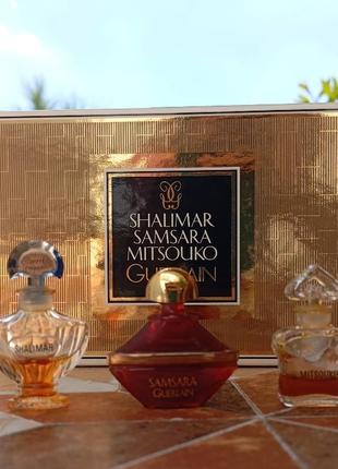 Набор oriгинальных винтажных миниатюр guerlain : shalimar, samsara, mitsouko
 в концентрации парфюм (чистые духи)