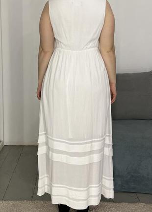 Белоснежное вискозное платье макси No104 фото