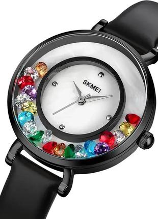 Жіночий наручний годинник skmei 2041 diamonds (чорний)