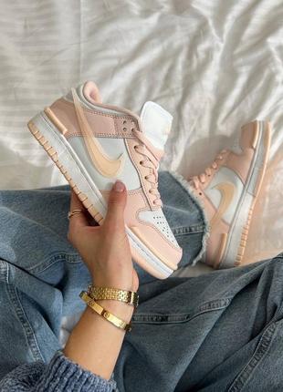 3 кольори🌈 женские кроссовки в стиле nike sb dunk low twist найк данк / демисезонные / весенние, летние, осенние / кожа / розовые, белые, черные