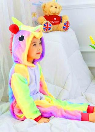 Пижама костюм кигуруми единорог радуга, р.100-150