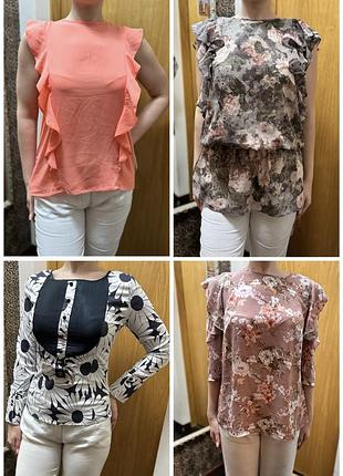 Набор женских блуз, блуза летняя, хлопковая рубашка, блуза с цветами