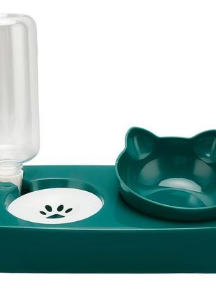 Миска для котів з поїльником taotaopets 119906 forest green 22*28*14см