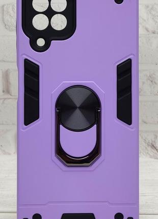 Противоударный чехол armored ring для samsung galaxy a22 / a225 с подставкой кольцом сиреневый