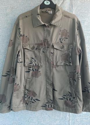 Крутой коттоновый женский пиджак h&m в стиле милитари.