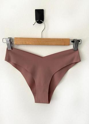 Труси жіночі безшовні танга еластичні пудрові s
