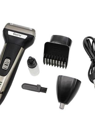 Машинка для стрижки триммер и бритва 3в1 geemy gm-598 серый