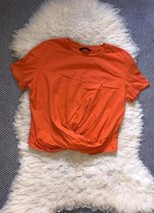 Яркий оранжевый топ футболка натуральный хлопок яскравий помаранчевий топ футболка натуральна8 фото