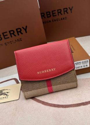 Гаманець burberry червоний жіночий на подарунок в фірмовій коробці