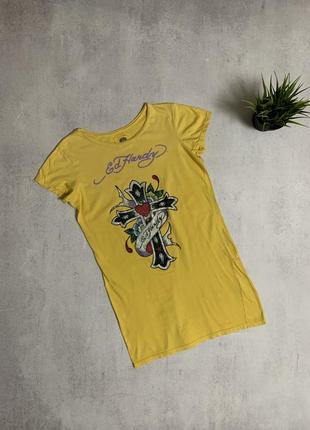 Жіноча футболка ed hardy со стразами big logo