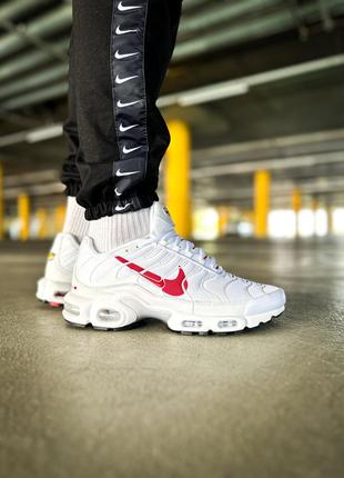 Кроссовки (💎 nike air max plus double swoosh"white/red")🥷🏻🌪️