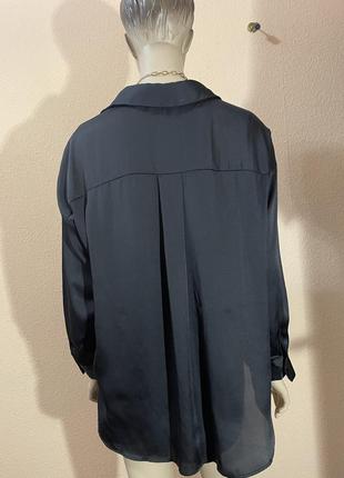 Шовкова чорна блуза zara розмір-l5 фото