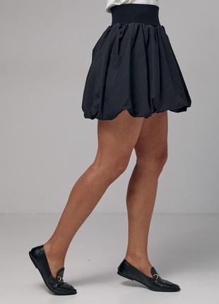 Пышная юбка мини с широким поясом - черный цвет, l (есть размеры)5 фото