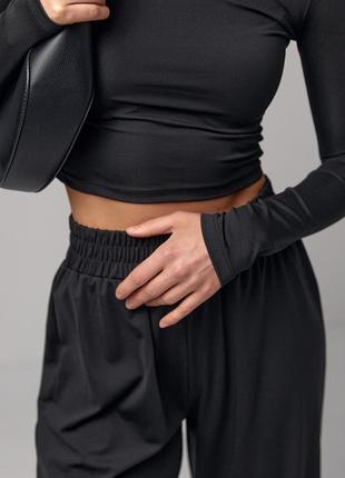 Жіночий базовий костюм з еластичної тканини — чорний колір, m (є розміри)4 фото