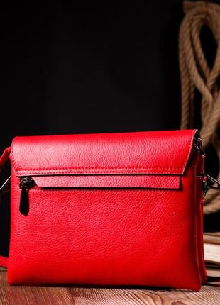 Удобная женская сумка на плечо karya 20857 кожаная красный9 фото