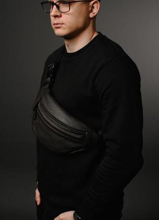 Чоловіча бананка, шкіряна сумка на пояс, коричнева sl033 (коричнева)