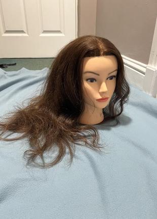 Маникен болванка волосся довге натуральне 50 см8 фото