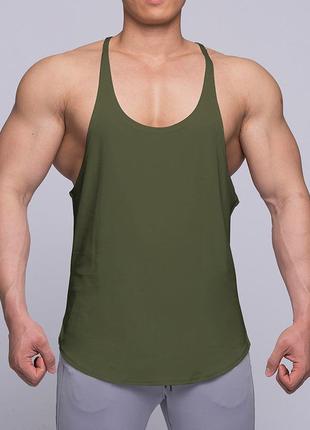 Майка мужская с узкими бретелями повседневная для бодибилдинга белая