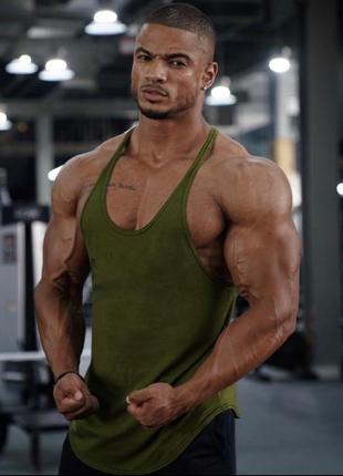 Майка мужская с узкими бретелями повседневная для бодибилдинга белая