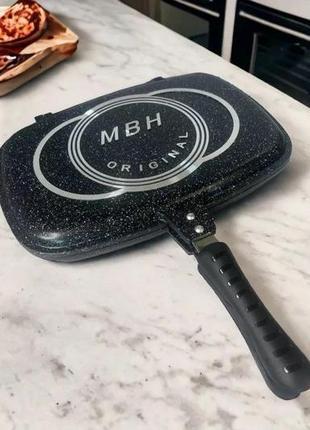 Сковорода-гриль двойная с мраморным покрытием mbh original сковорода с антипригарным покрытием salem2 фото