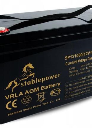 Акумулятор agm stable power sp121000, 100ah 12v аварійне живлення