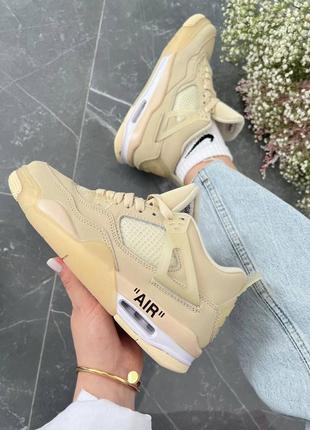 Кроссовки jordan 4 off white beige7 фото