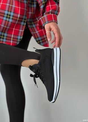 Женские текстильные, черные, стильные и качественные кроссовки на платформе. от 36 до 39 гг. 9619 мм10 фото