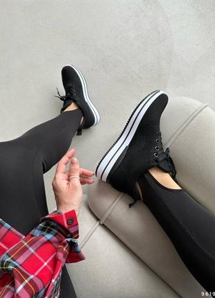 Женские текстильные, черные, стильные и качественные кроссовки на платформе. от 36 до 39 гг. 9619 мм8 фото