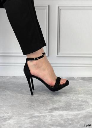 Черные женские босоножки на шпильке каблуке замшевые босоножки на шпильке