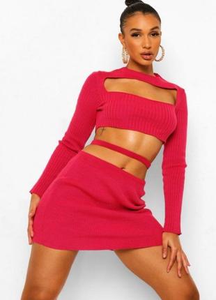 Комплект в’язаний топ та спідниця boohoo