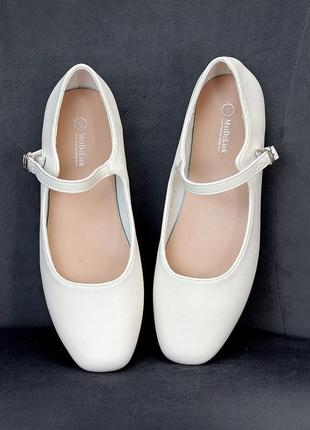 Білі балетки туфлі мері джейн з ремінцями 35.5-397 фото