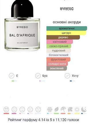 Акция парфуми унісекс нішеві notes amalfi lambre в стилі bal d'afrique byredo 50мл франція6 фото