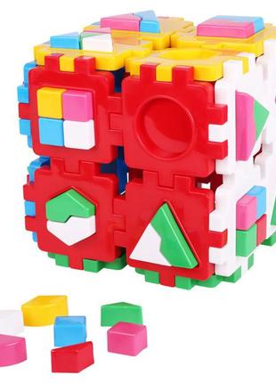Дитячий розвиваючий куб технок 2650txk сортер з геометричними формами1 фото