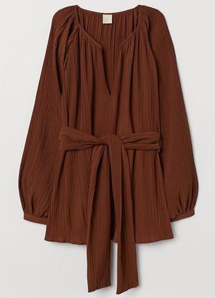 Коричнева подовжена блузка