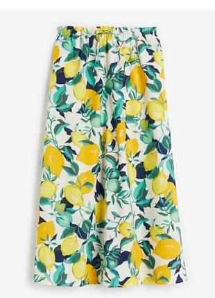 Хлопковая юбка лимоны h&amp;m юбка макси лимонный принт лимончики амальфи