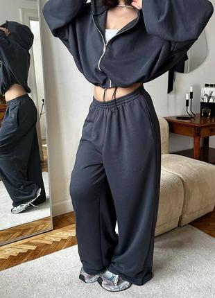 Костюм oversize : кофта + джоггери на затяжках