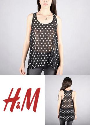 Красива шифонова блуза топ принт хрестики divided by h&m етикетка