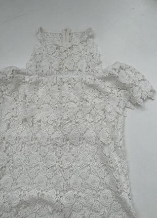 Шикарная блуза топ кружево кружево опущенные плечи под горло