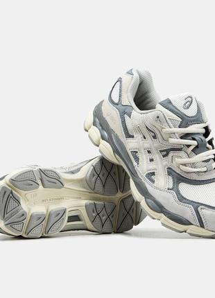 Мужские кроссовки asics gel-nyc beige grey ассикс бежевого с серым цветами
