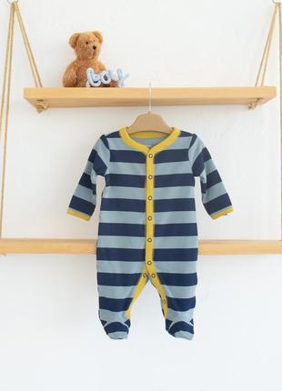 Бавовняний чоловічок фірми картерс, принт смужка: синьо-блакитна.