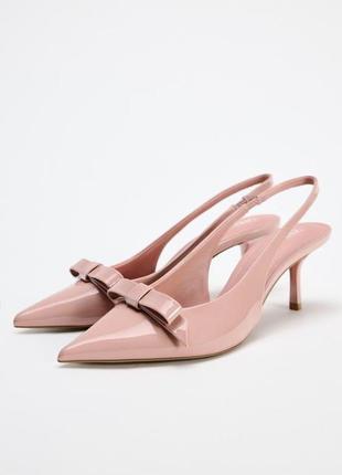 Zara відкриті туфлі на підборах із бантом