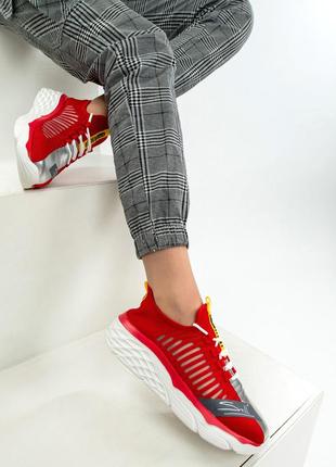 Жіночі кросівки 12092 червоні текстиль2 фото